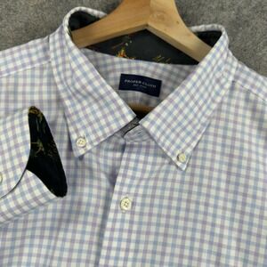 Proper Cloth Shirt Mens XL Blue Gingham Long Sleeve Button Down 100% Cotton
